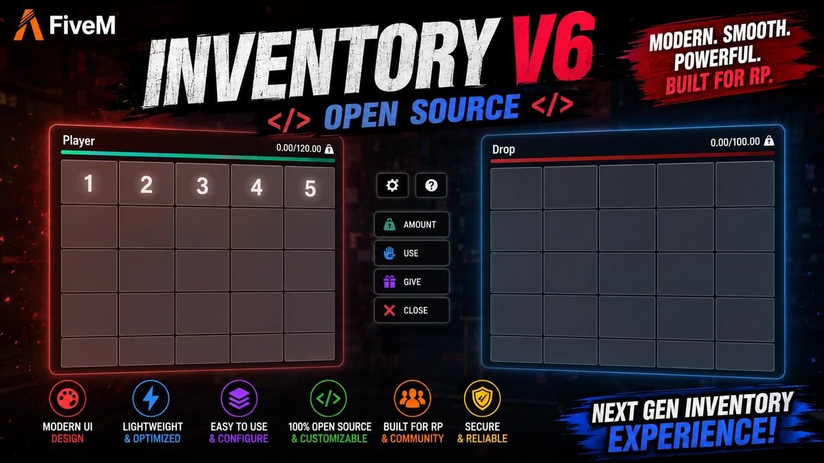Inventory V6 FiveM | Open Source